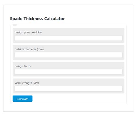 Spade Thickness Calculator